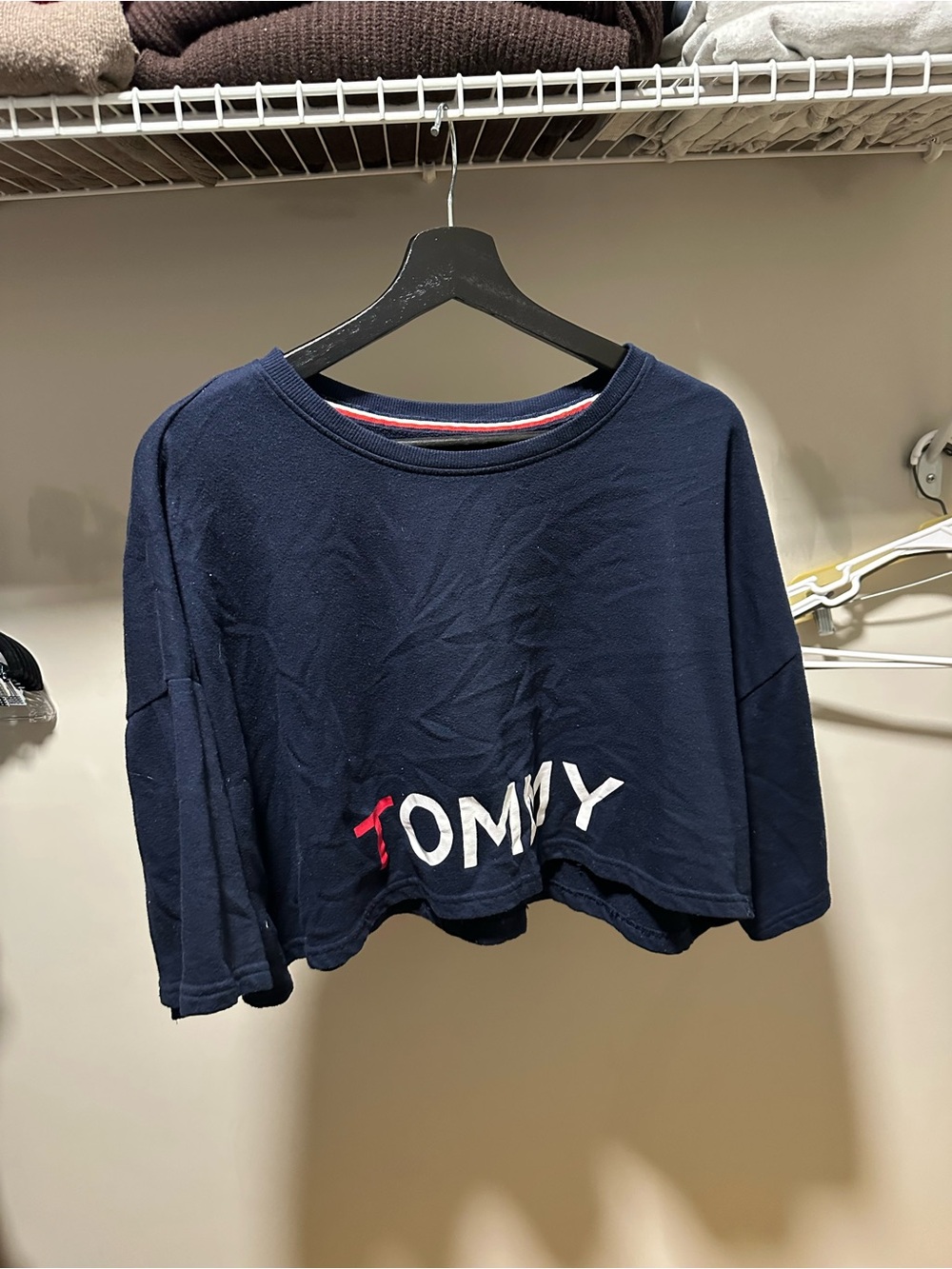Tommy Hilfiger Navy Cropped Logo TShirt